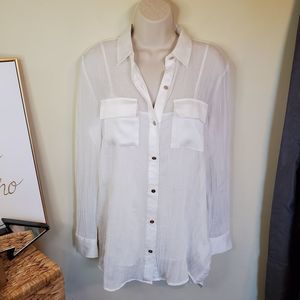 DKNY Sheer Button Down With Tank Top